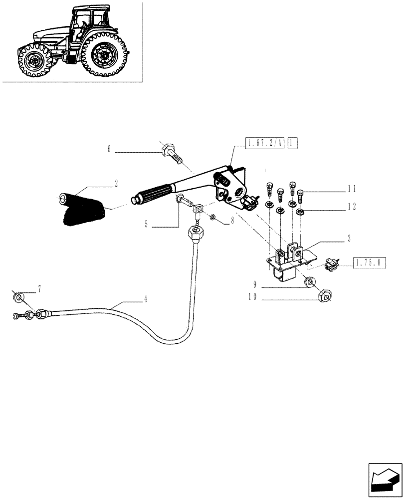 Схема запчастей Case IH JX65 - (1.92.0[10]) - CAB - HANDBRAKE CONTROL, CASING AND CABLE (10) - OPERATORS PLATFORM/CAB