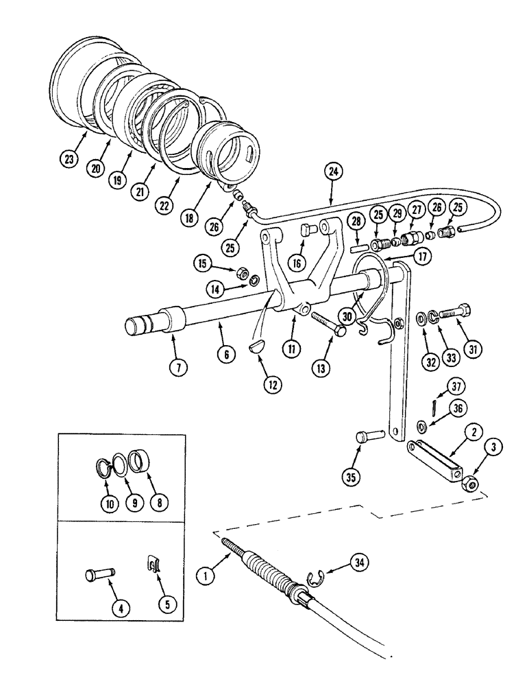Схема запчастей Case IH 1494 - (6-248) - PTO CLUTCH RELEASE MECHANISM (06) - POWER TRAIN