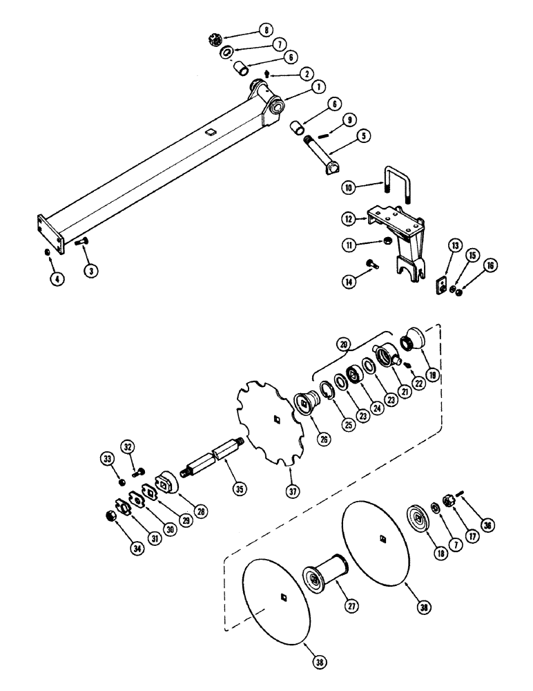 Схема запчастей Case IH E30 - (062) - REAR LEFT CENTER GANG, 10-1/2 INCH (266.7 MM) SPACING 