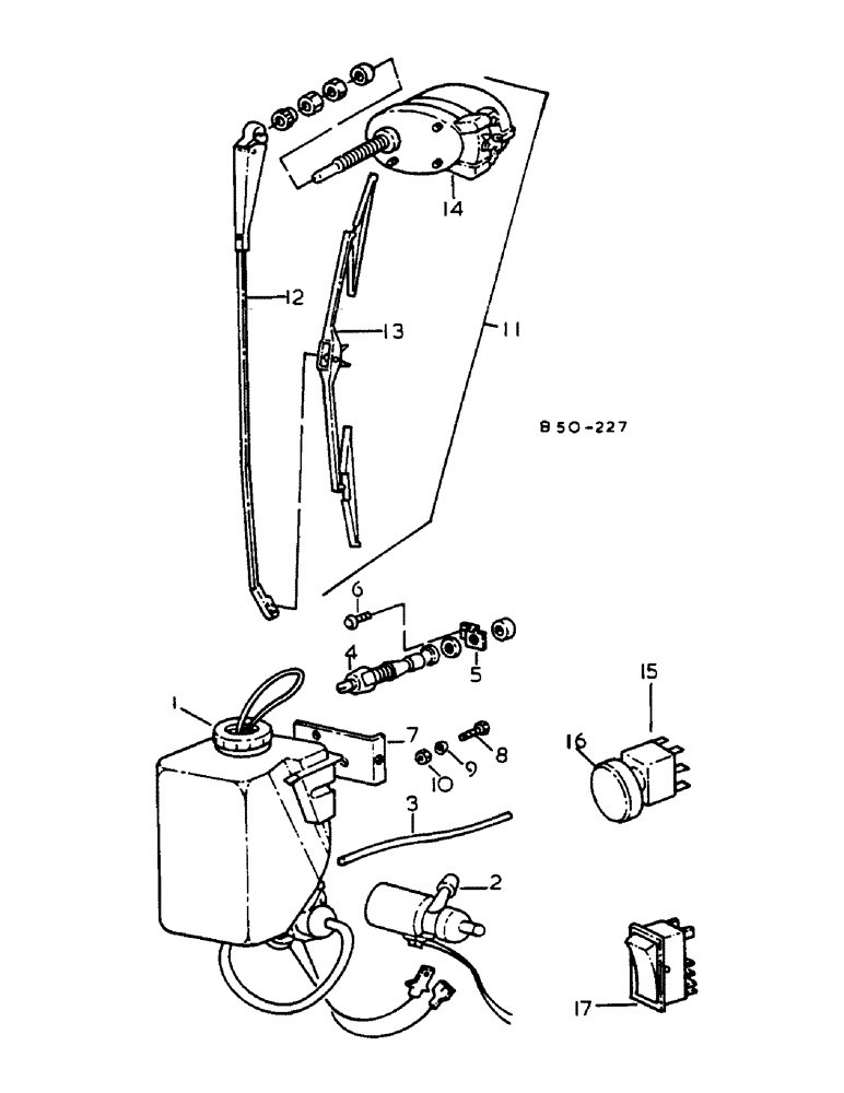 Схема запчастей Case IH 784 - (08-053) - WINDSHIELD WASHER AND WIPER, DE-LUXE CAB (06) - ELECTRICAL