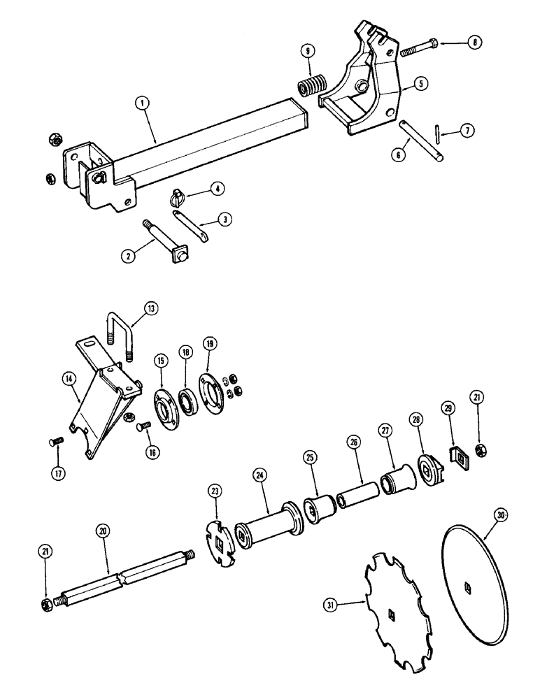 Схема запчастей Case IH F21H - (142) - 4 BLADE WING GANG, FRONT LEFT, 9 INCH SPACING, F21H, F21H-9-216 & F21H-0-214 