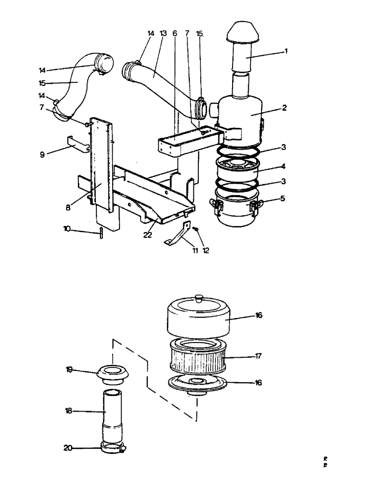 Схема запчастей Case IH 1212 - (A24) - ENGINE, AIR CLEANER, 1210 AND 1212 TRACTORS (01) - ENGINE