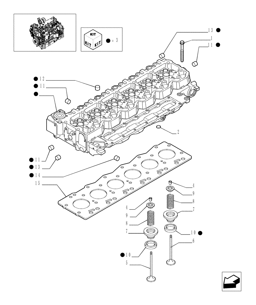 Схема запчастей Case IH MAXXUM 140 - (0.06.0/03) - CYLINDER HEAD (STD + VAR.330003-332115-332116) (01) - ENGINE