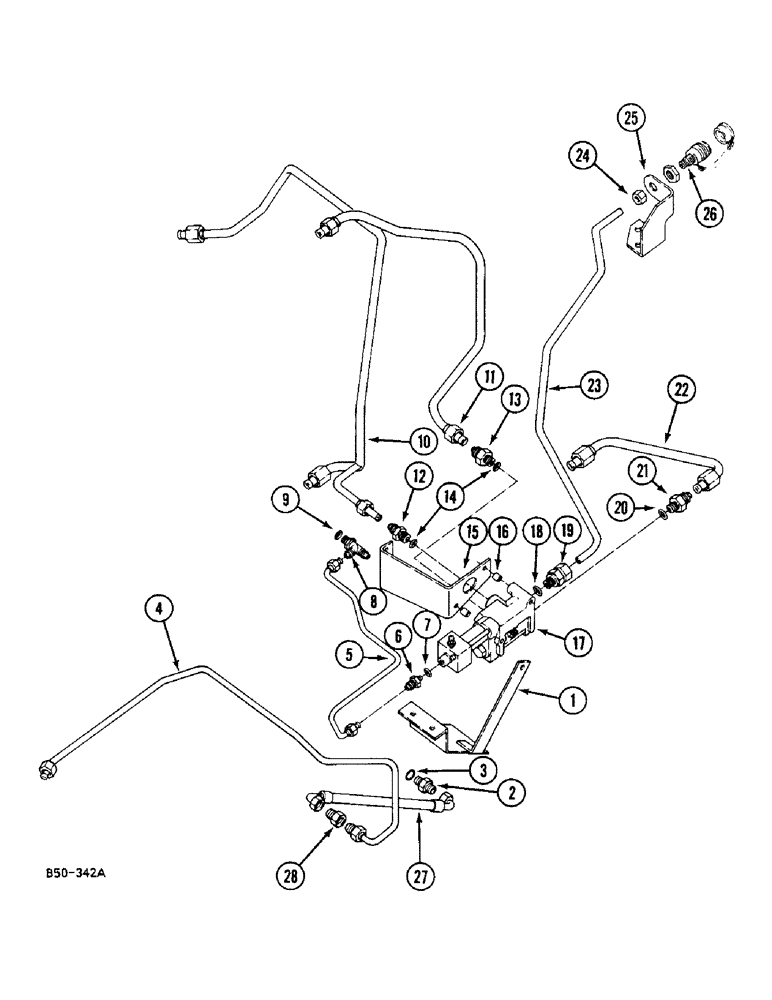Схема запчастей Case IH 248 - (7-632) - HYDRAULIC TRAILER BRAKE, 485: -9129, 585: -12313 (08) - HYDRAULICS