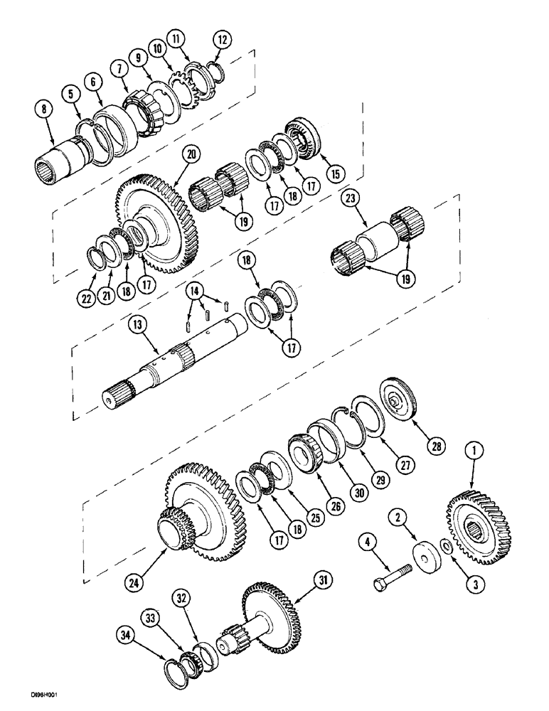 Схема запчастей Case IH 5150 - (6-022) - TRANSMISSION - MAIN SHAFT, (JJF1030000-), CREEP SPEED (06) - POWER TRAIN