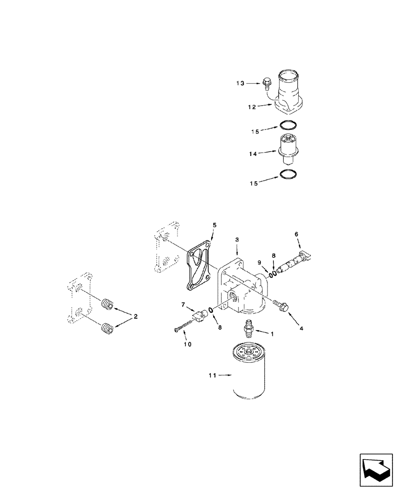Схема запчастей Case IH 2577 - (10.402.07) - WATER FILTER AND THERMOSTAT (10) - ENGINE