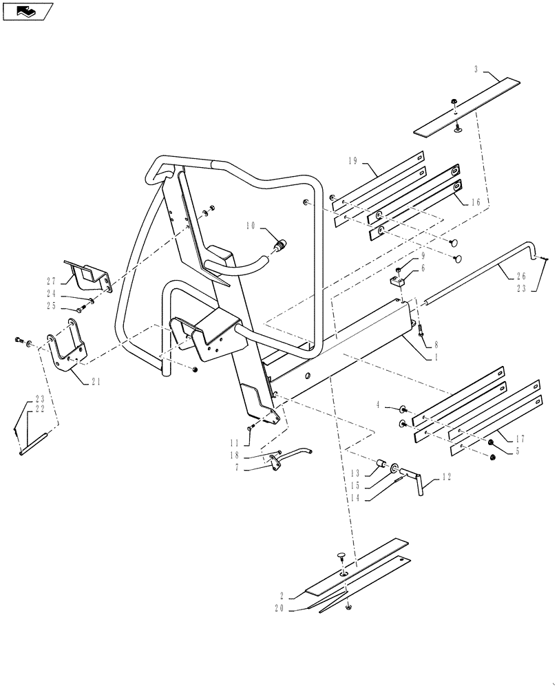 Схема запчастей Case IH 4420 - (04-031) - HANDRAIL GROUP, LH FRONT Suspension & Frame