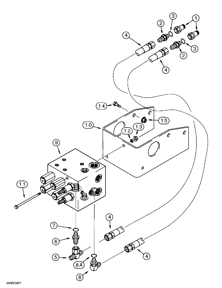 Схема запчастей Case IH 955 - (8-030) - TRACTOR TO PLANTER HYD SYSTEM, HYD VALVE BLOCK MOUNTING, 8 ROW WIDE AND 12 ROW NARROW, VERTICAL FOLD (08) - HYDRAULICS