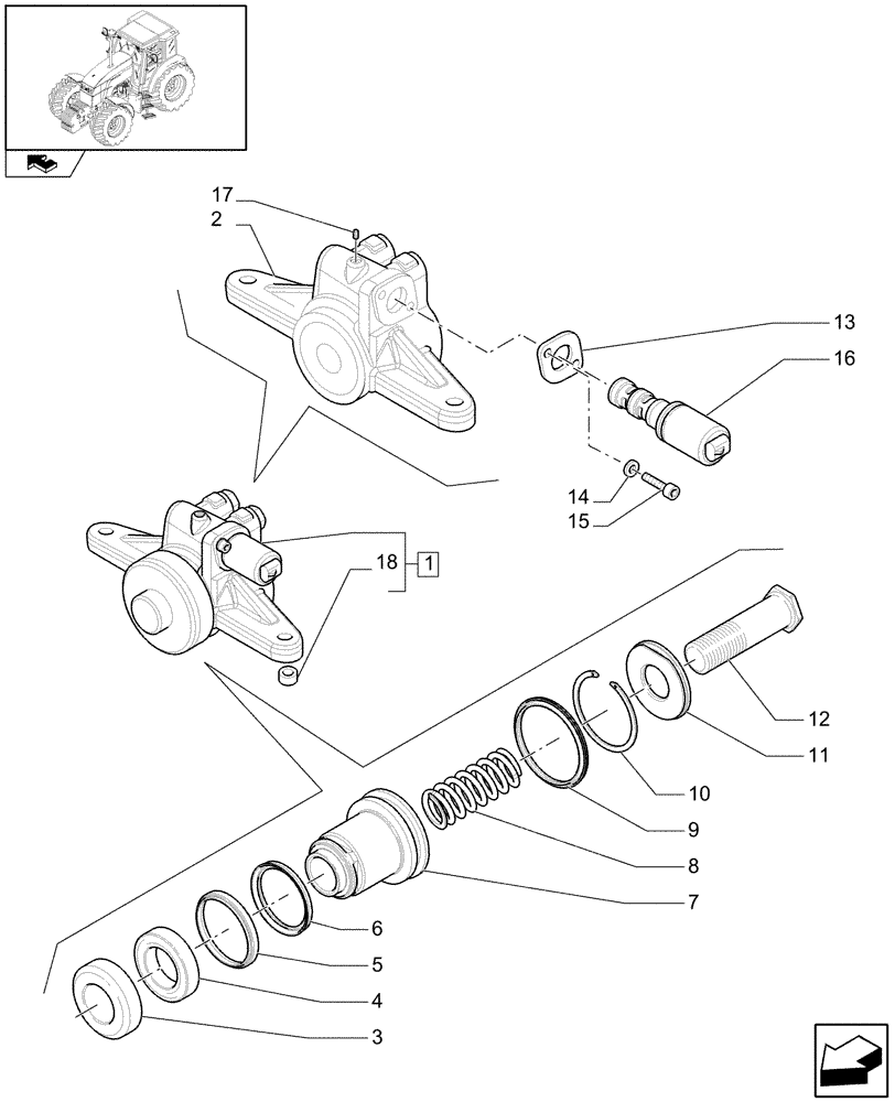 Схема запчастей Case IH PUMA 140 - (1.80.5/01A) - FRONT POWER TAKE-OFF - CYLINDER - BREAKDOWN (VAR.333648-334648-335648-330847-331847-332847-333847-334847-335487) (07) - HYDRAULIC SYSTEM