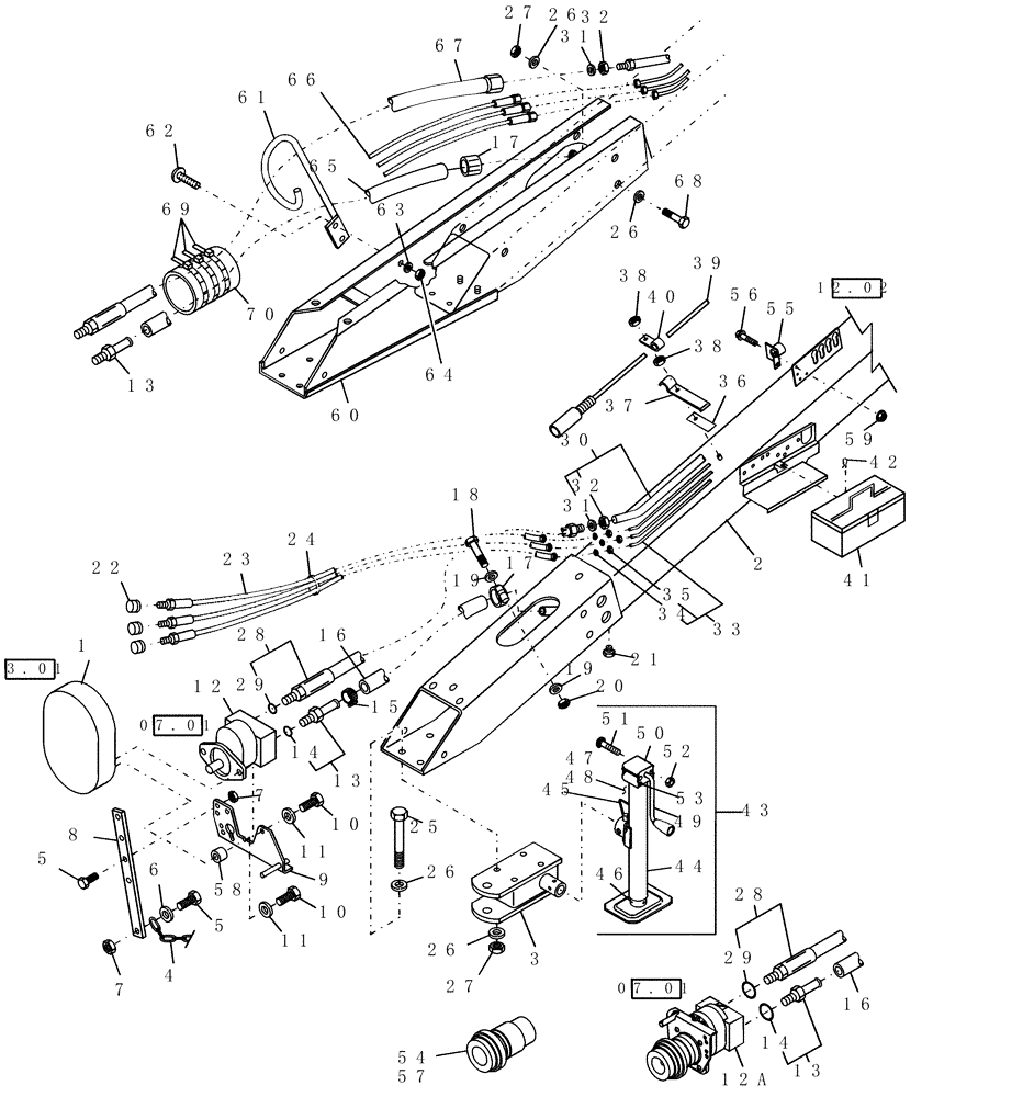 Схема запчастей Case IH SCX100 - (12.01) - TONGUE, FRONT (12) - MAIN FRAME