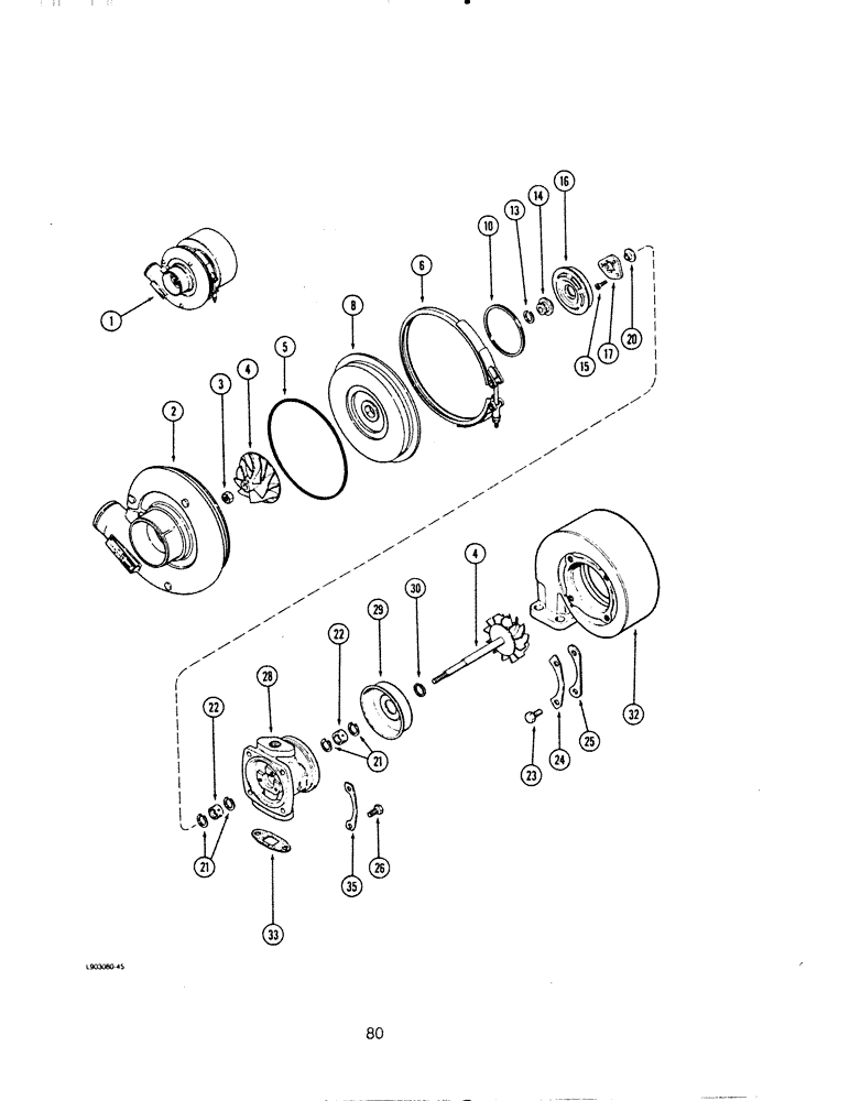 Схема запчастей Case IH 6590T - (080) - TURBOCHARGER ASSEMBLY, 6T-590 AND 6TA-590 ENGINE 