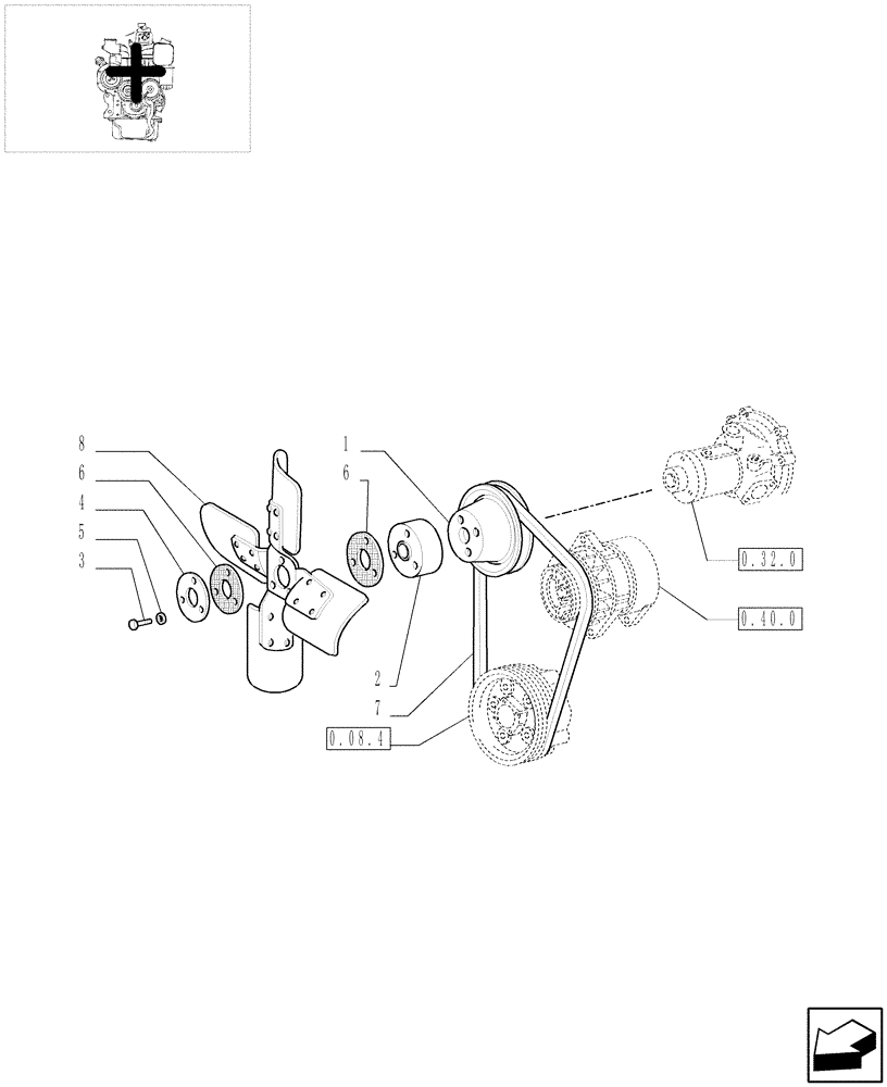 Схема запчастей Case IH JX95 - (0.34.7/01) - FAN - TIER 2 ENGINE (01) - ENGINE