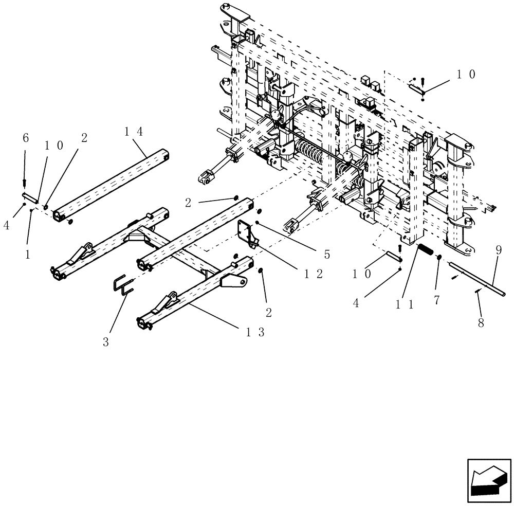 Схема запчастей Case IH SRX100 - (E.10.B[05]) - MAIN FRAME - SUSPENDED BOOM - PARALLEL LINKS TO CENTER SECTION E - Body and Structure
