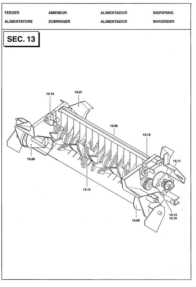 Схема запчастей Case IH RBX341 - (0.0029A[01]) - SECTION LIST 13 - FEEDER (00) - GENERAL
