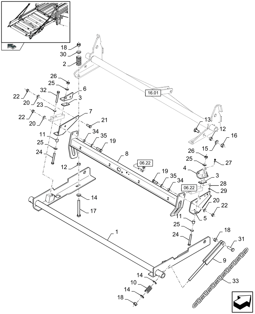 Схема запчастей Case IH LB333S - (16.06[01]) - ELECTRICITY, BALE WEIGHING SYSTEM, LOWER FRAME (16) - BALE EJECTOR