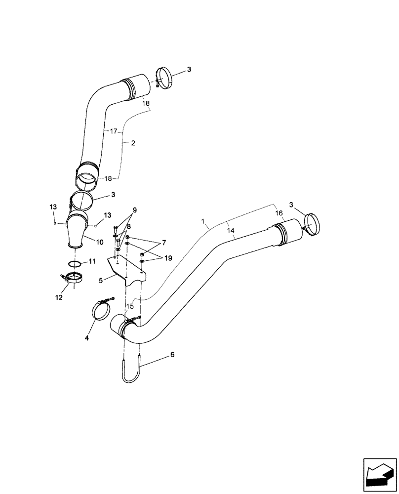 Схема запчастей Case IH 7120 - (10.310.02[01]) - CHARGE AIR CIRCUIT - 7120/7120(LA) (10) - ENGINE