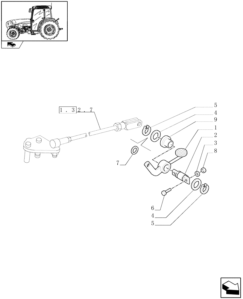 Схема запчастей Case IH FARMALL 85N - (1.92.33) - REAR MECHANICAL DIFFERENTIAL LOCK FOR 2WD - PEDAL (VAR.330387 / 743511) (10) - OPERATORS PLATFORM/CAB