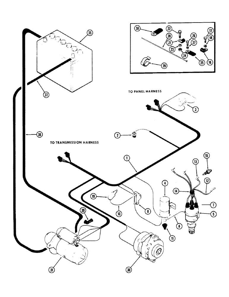 Схема запчастей Case IH 870 - (086) - ELECTRICAL EQUIPMENT AND WIRING, (301B) SPARK IGNITION ENGINE, ENGINE HARNESS (04) - ELECTRICAL SYSTEMS