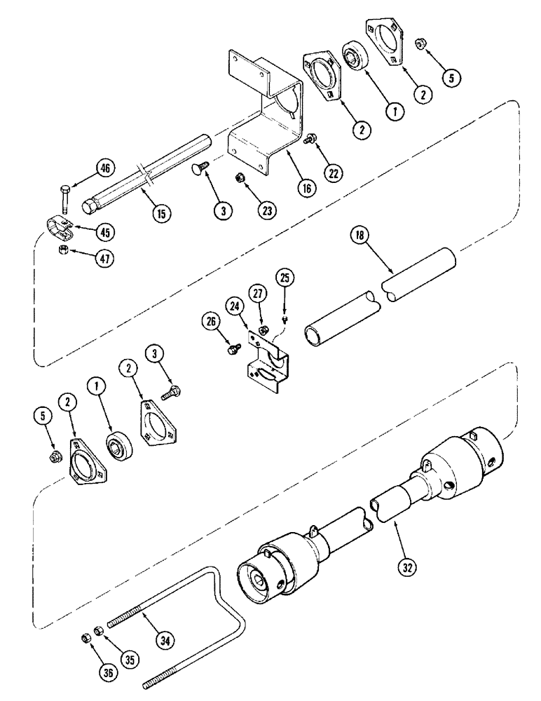 Схема запчастей Case IH 1010 - (9B-22) - KNIFE JACKSHAFT DRIVE, 22.5 AND 25.0 FOOT HEADER (58) - ATTACHMENTS/HEADERS