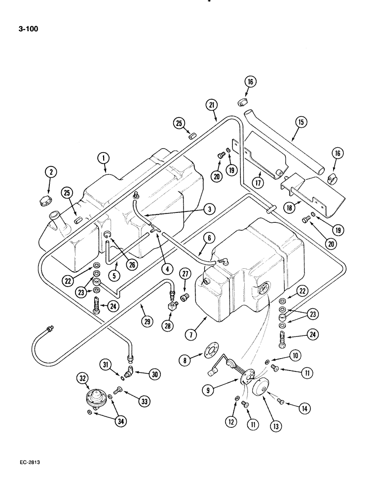 Схема запчастей Case IH 885 - (3-100) - FUEL TANK AND PIPING (03) - FUEL SYSTEM