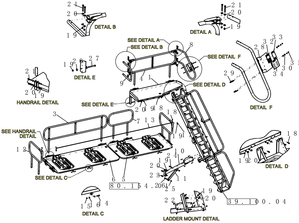 Схема запчастей Case IH 3580 - (39.100.06) - PLATFORM AND LANDING (39) - FRAMES AND BALLASTING