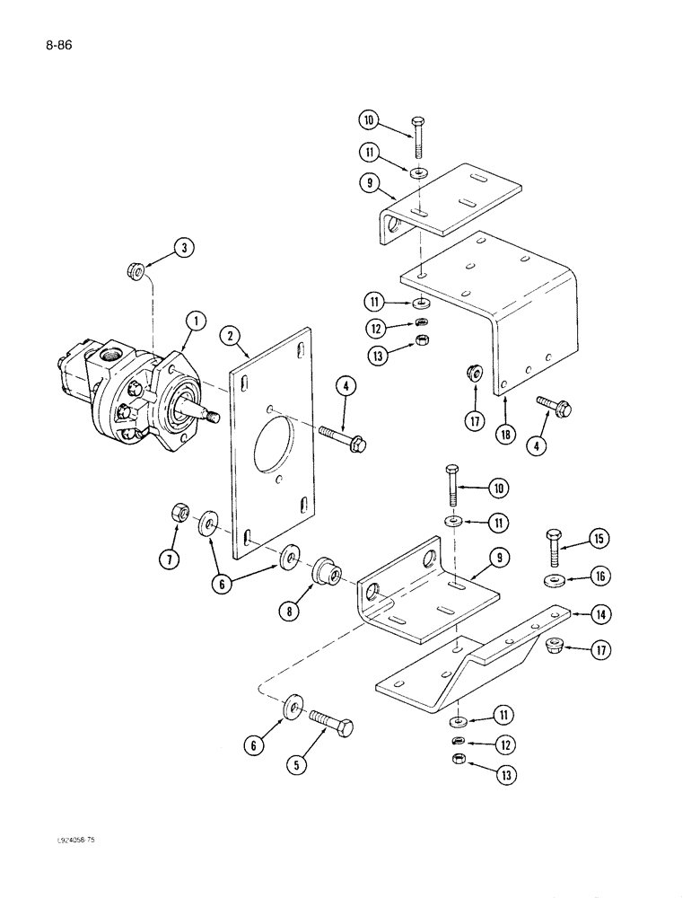 Схема запчастей Case IH 1640 - (8-086) - AUXILIARY PUMP, P.I.N. JJC0097190 AND AFTER (07) - HYDRAULICS