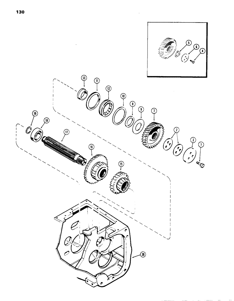 Схема запчастей Case IH 1070 - (130) - SLIDING GEAR SHAFT, POWER SHIFT (06) - POWER TRAIN