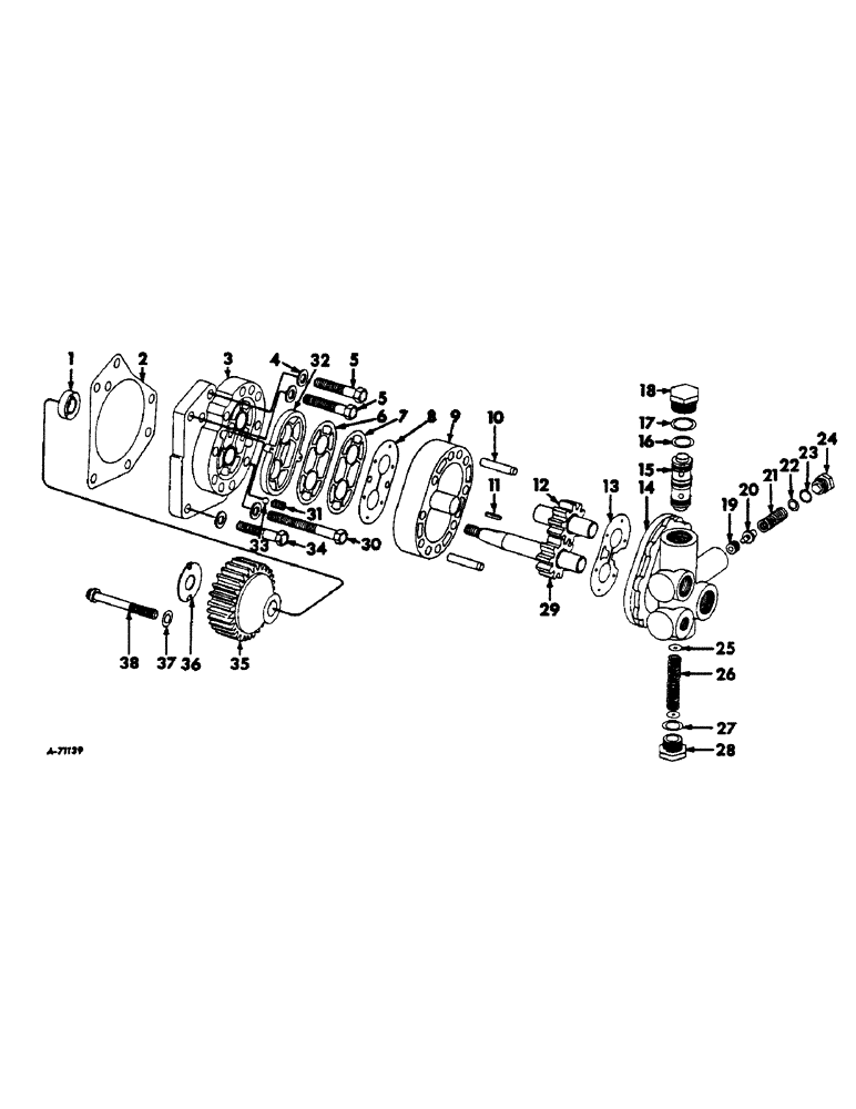 Схема запчастей Case IH 303 - (174) - PLATFORM HYDRAULIC LIFT PUMP, SERIAL NO. 7278 AND ABOVE (35) - HYDRAULIC SYSTEMS