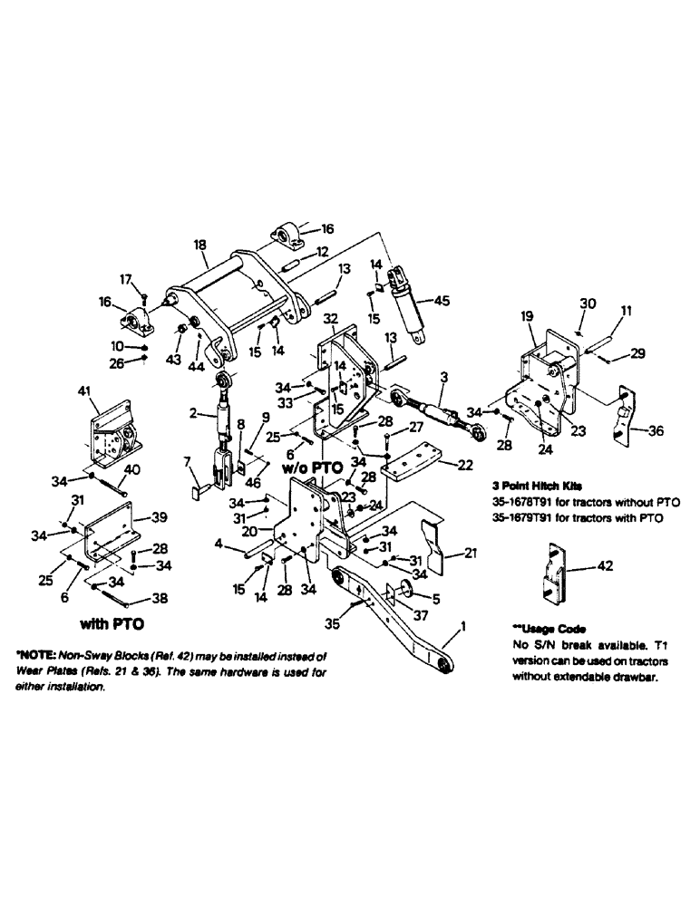 Схема запчастей Case IH 9130 - (10-01) - THREE POINT HITCH AND MOUNTING Options & Miscellaneous