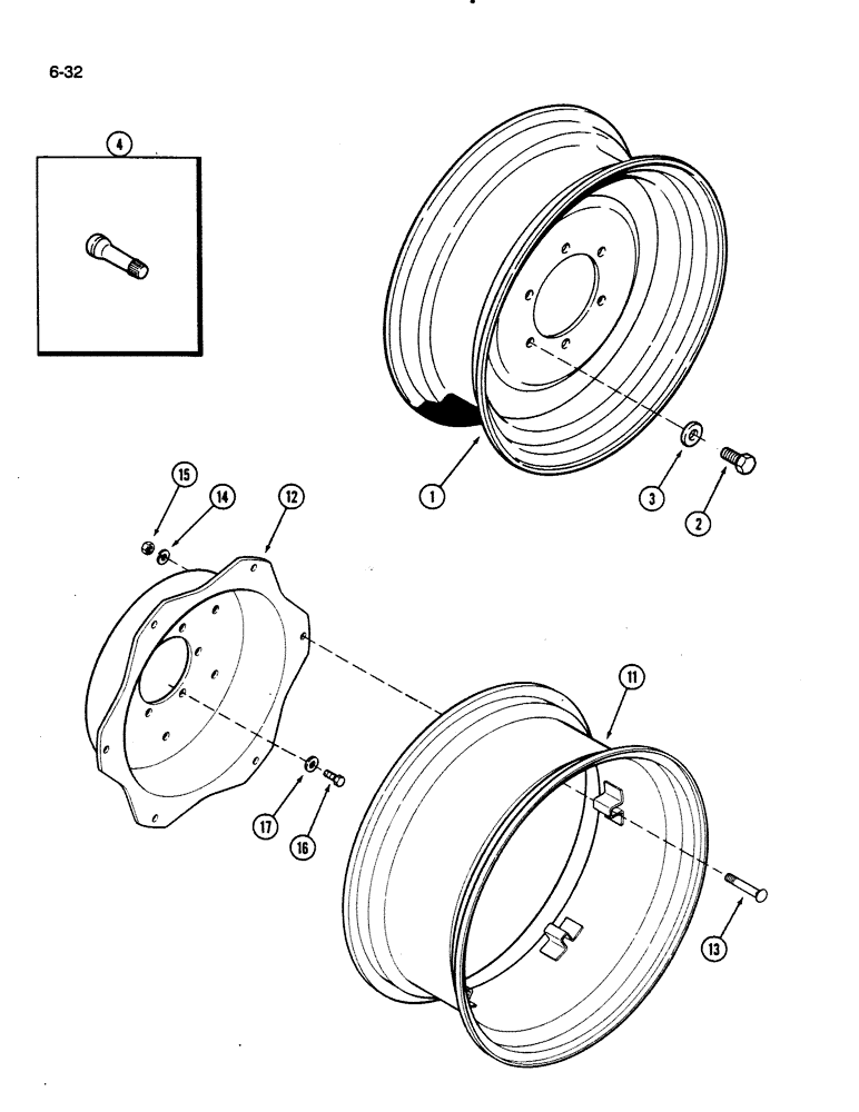 Схема запчастей Case IH 275 - (6-32) - REAR WHEELS, ONE PIECE (06) - POWER TRAIN