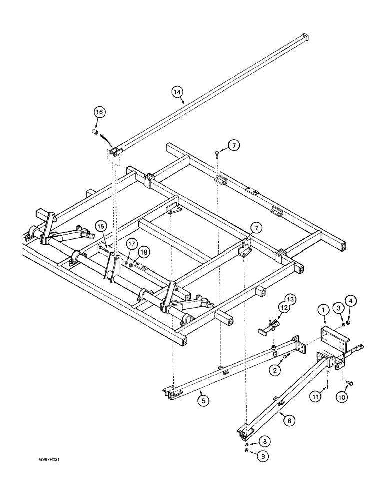 Схема запчастей Case IH 4800 - (9-26) - LEVEL LIFT TRACTOR HITCH, BRACES AND BEAMS, UNITS WITH CENTER HITCH TUBE (09) - CHASSIS/ATTACHMENTS