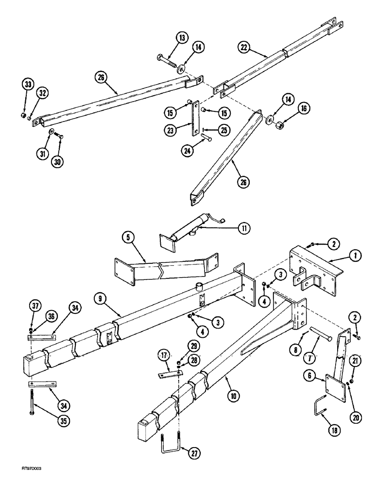 Схема запчастей Case IH 4300 - (9-094) - LEVEL LIFT HITCH, LOW TRANSPORT AND STANDARD TRANSPORT, BRACES AND BEAMS (09) - CHASSIS/ATTACHMENTS