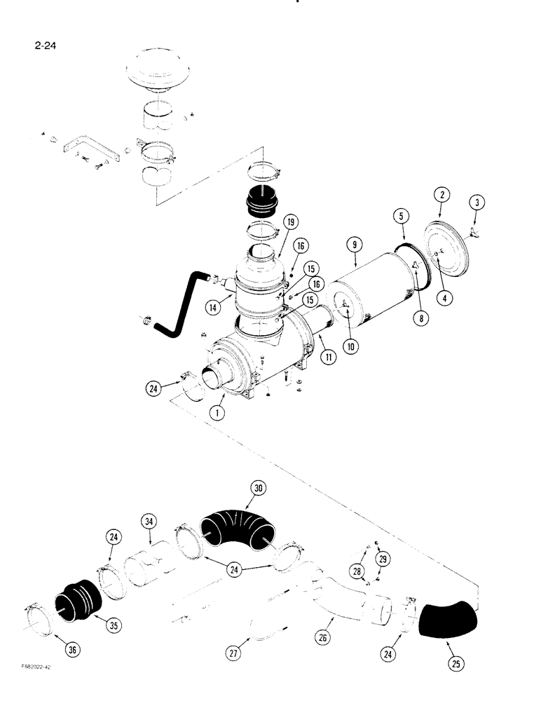 Схема запчастей Case IH STEIGER - (2-24) - AIR INDUCTION SYSTEM (02) - ENGINE
