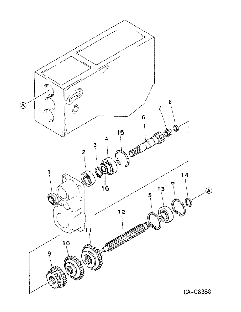 Схема запчастей Case IH 234 - (07-28) - DRIVE TRAIN, SELECTOR AND COUNTER GEARS, UPPER, 234 (04) - Drive Train