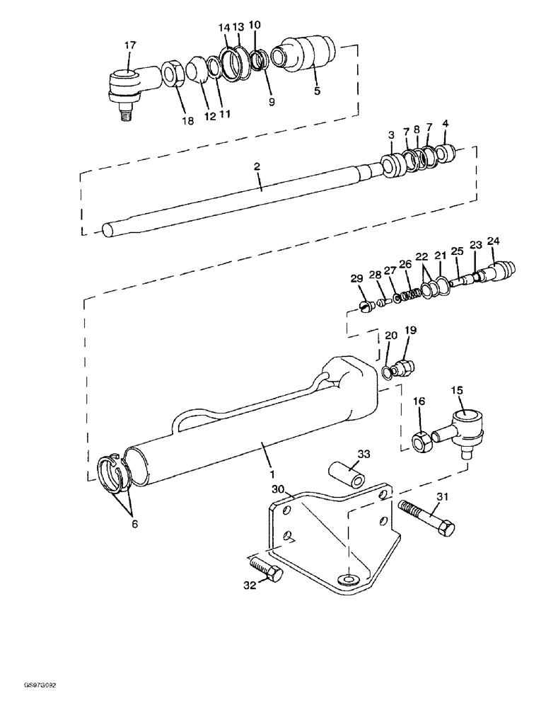 Схема запчастей Case IH 1212 - (5-20) - STEERING CYLINDER, SIDE INSTALLATION (05) - STEERING