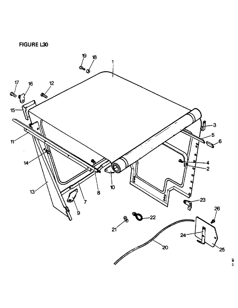 Схема запчастей Case IH 1412 - (L30-1) - CHASSIS, BONNET, FENDERS, SAFETY FRAME&CAB, ROOF & SIDE PANELS DB WEATHERFRAME, SOFT CLAD, 1410,1412 (12) - CHASSIS