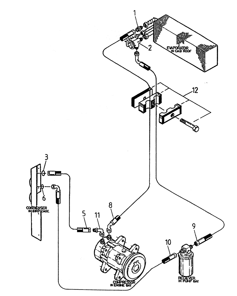 Схема запчастей Case IH 7000 - (B07-25A) - HYDRAULIC CIRCUIT (AIR CONDITIONER), SERIAL #7782 TO 7907 Hydraulic Components & Circuits