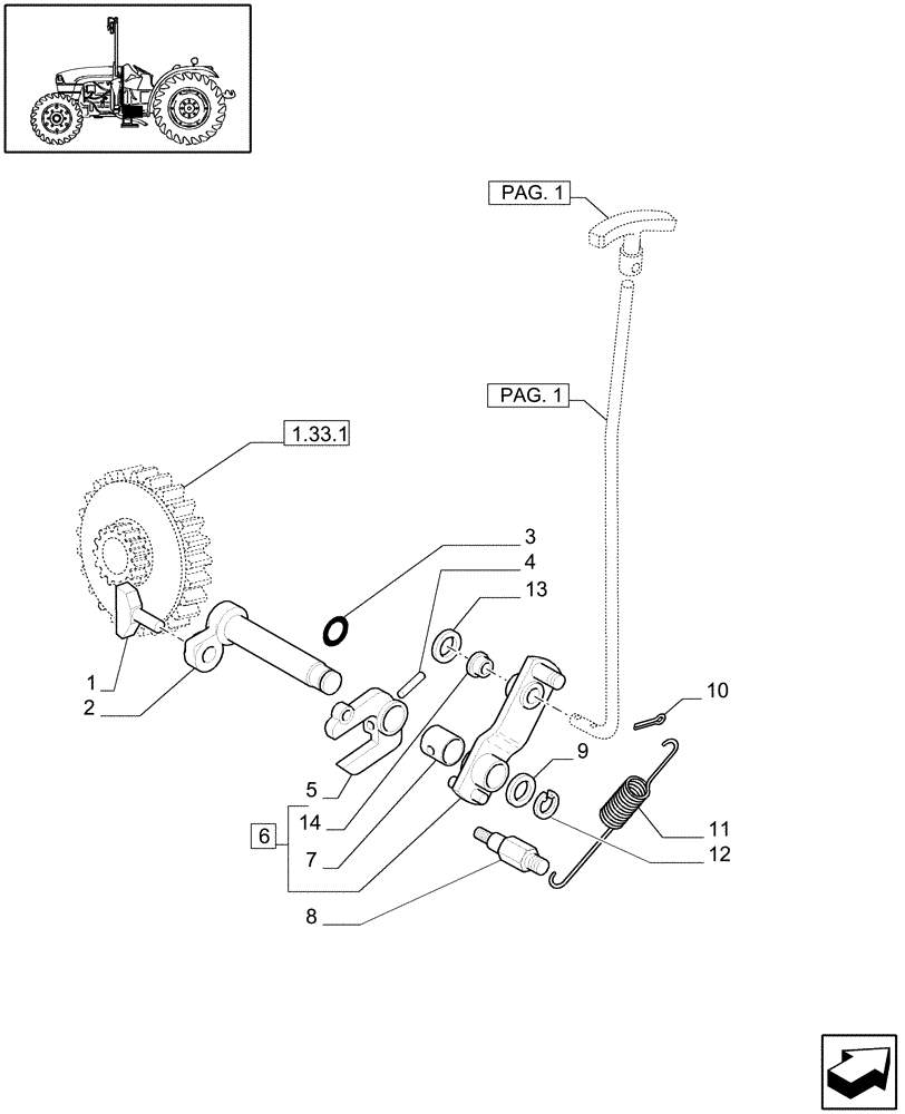 Схема запчастей Case IH JX1070C - (1.33.2[02]) - 4WD IDLER CONTROLS (04) - FRONT AXLE & STEERING