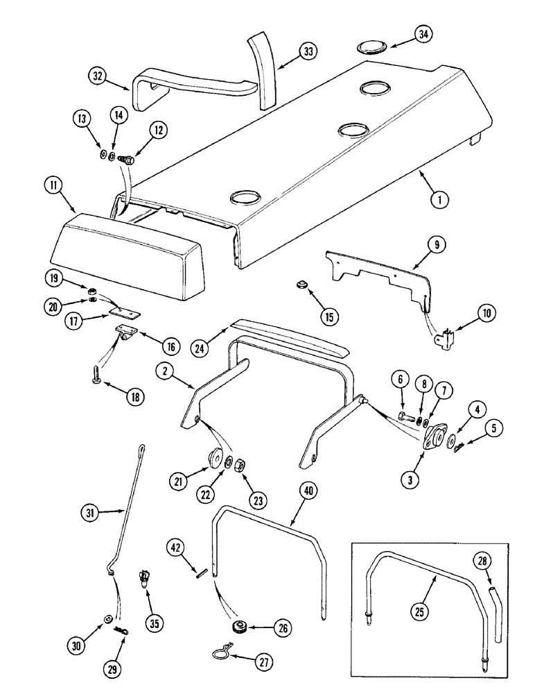 Схема запчастей Case IH 1394 - (9-416) - ENGINE HOOD AND HINGE, TRACTORS WITHOUT CAB (09) - CHASSIS/ATTACHMENTS