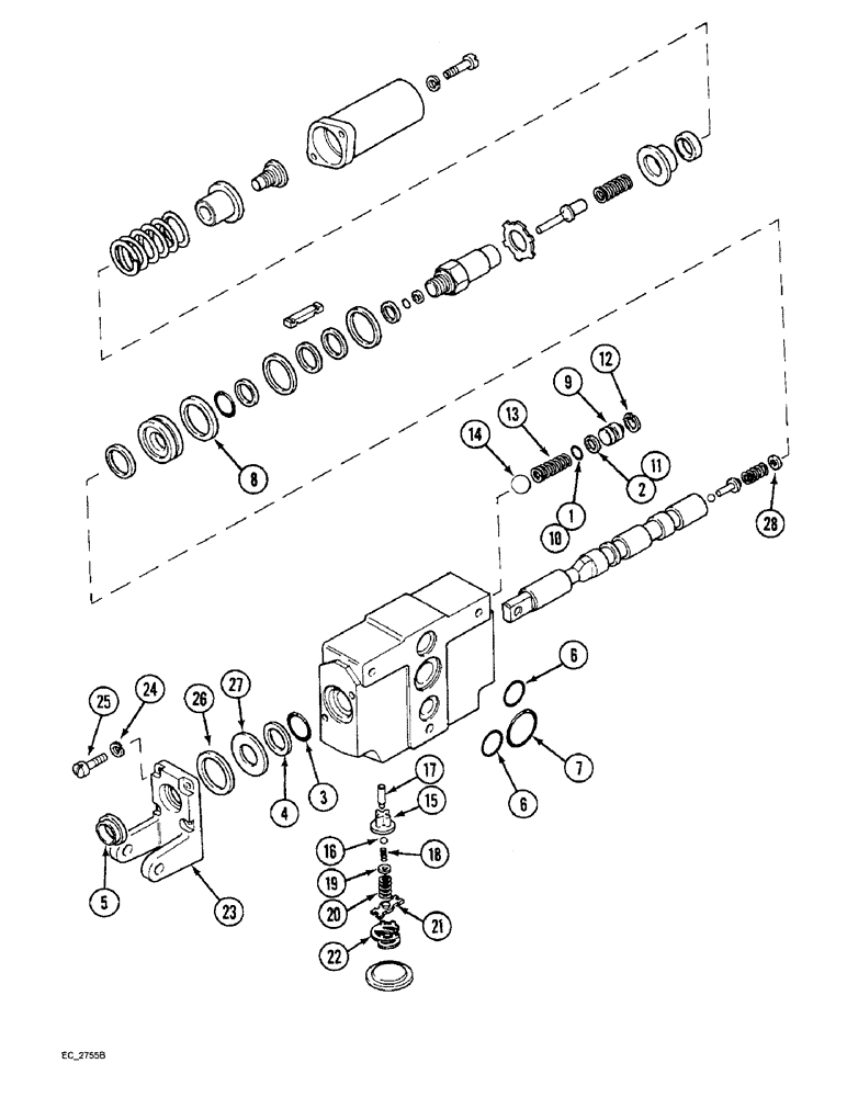 Схема запчастей Case IH 3230 - (8-036) - REMOTE AUXILIARY VALVE ASSEMBLY, WITH ONE OR TWO CHECK VALVES (08) - HYDRAULICS