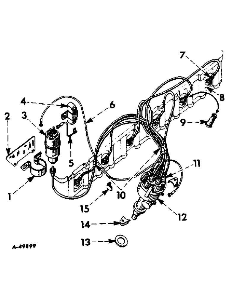 Схема запчастей Case IH 414 - (256) - ELECTRICAL SYSTEM, SPARK PLUGS, COIL, CABLES AND DISTRIBUTOR, 414, CH813F UP, 420, CH1372F UP (55) - ELECTRICAL SYSTEMS