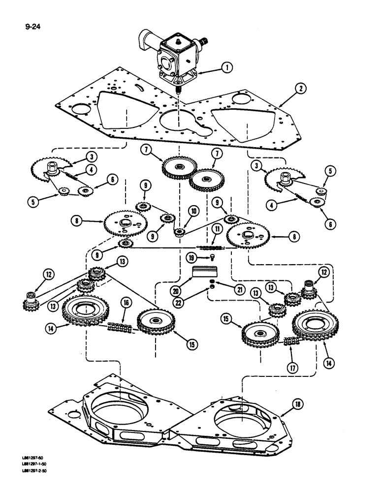 Схема запчастей Case IH 1844 - (9-024) - CHAINS, SPROCKETS AND GEARS (13) - PICKING SYSTEM