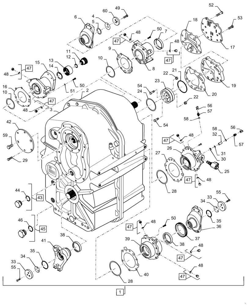 Схема запчастей Case IH STX325 - (06-30) - POWER SHIFT TRANSMISSION - COVERS AND YOKES (06) - POWER TRAIN