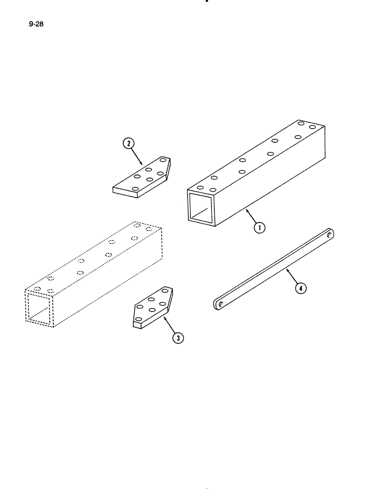 Схема запчастей Case IH 720 - (9-28) - BEAM EXTENSION, FOR AUTOMATIC AND TOGGLE TRIP PLOWS (09) - CHASSIS/ATTACHMENTS