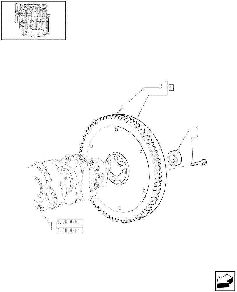 Схема запчастей Case IH JX60 - (0.08.3/03) - (VAR.319-747) TTF ENGINE TIER2 - FLYWHEEL (01) - ENGINE