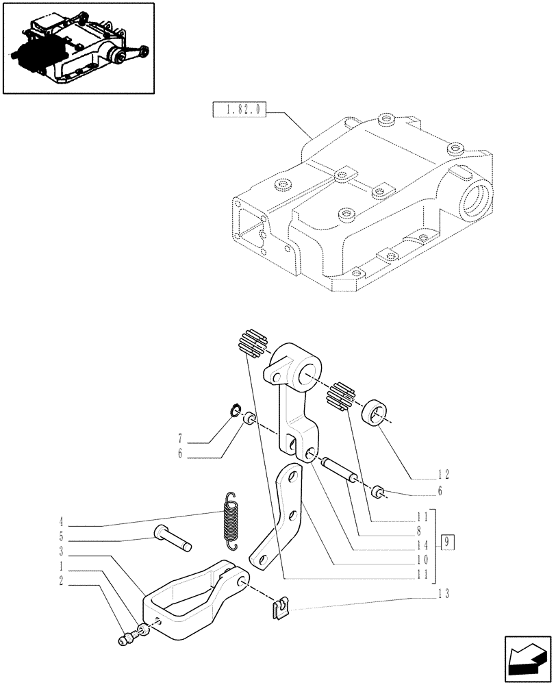 Схема запчастей Case IH JX95 - (1.82.5[05]) - LIFT CONTROLS - TIE-ROD AND LEVER (07) - HYDRAULIC SYSTEM