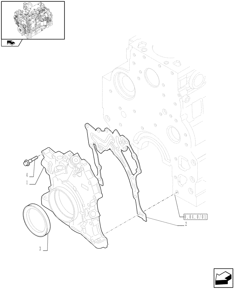 Схема запчастей Case IH MAXXUM 140 - (0.30.0/01) - OIL PUMP (STD + VAR.330003-332115) (01) - ENGINE