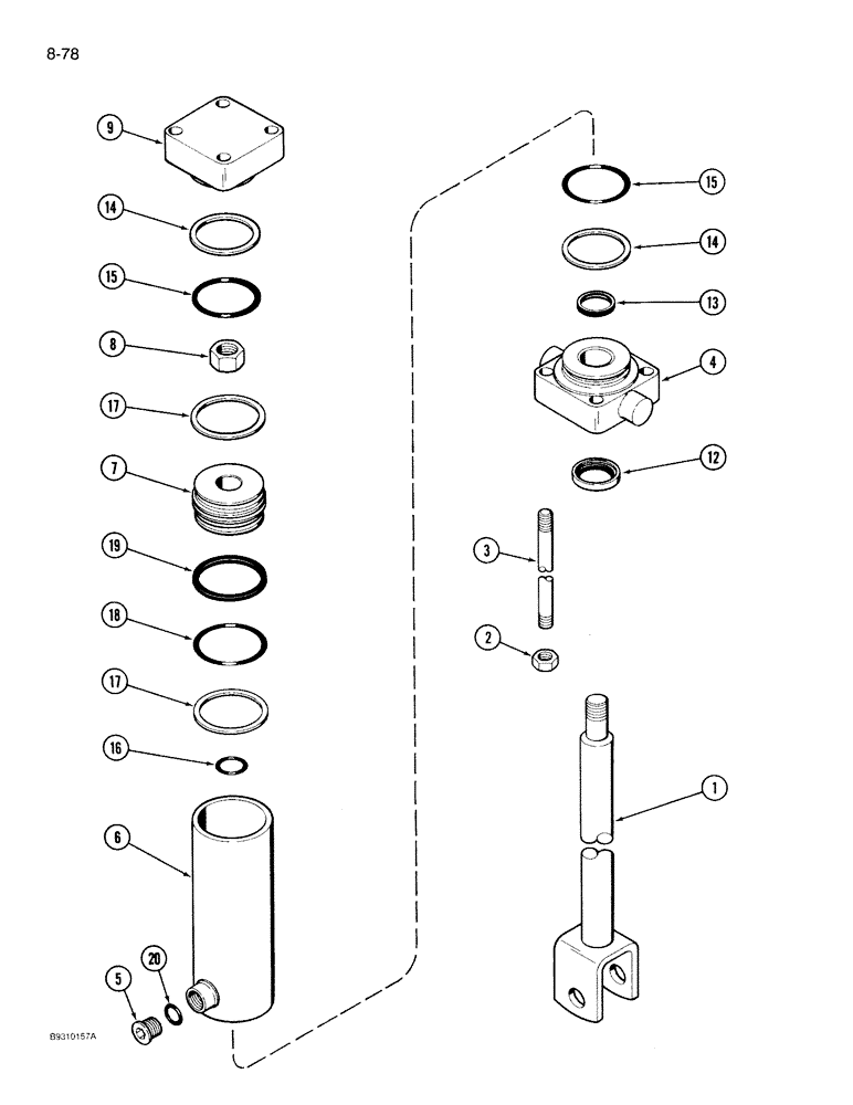 Схема запчастей Case IH 950 - (8-078) - DRIVE/CARRYING WHEEL SLAVE HYDRAULIC CYLINDER (08) - HYDRAULICS