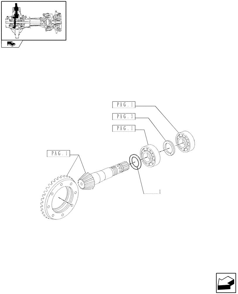 Схема запчастей Case IH PUMA 125 - (1.40. 0/06[02]) - (CL.3) FRONT AXLE WITH DOG CLUTCH LESS STEERING SENSOR - ADJUSTING SHIMS (04) - FRONT AXLE & STEERING