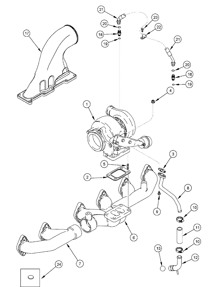 Схема запчастей Case IH FLX3510 - (02-037) - TURBOCHARGER SYSTEM, FLX 3010 (01) - ENGINE